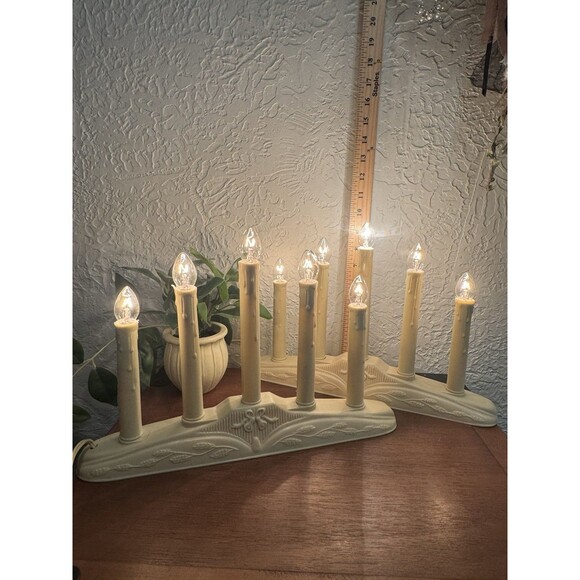 Lot of 2 VTG 5 Light Candolier Drip Candle Electric Candelabra Christmas Bell - Picture 2 of 6